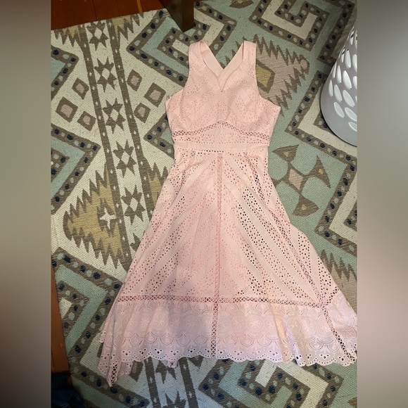 antonio melani pink lace dress Antonio Melani Christina Lace Square Neck Sleeveless A-Line Maxi Dress